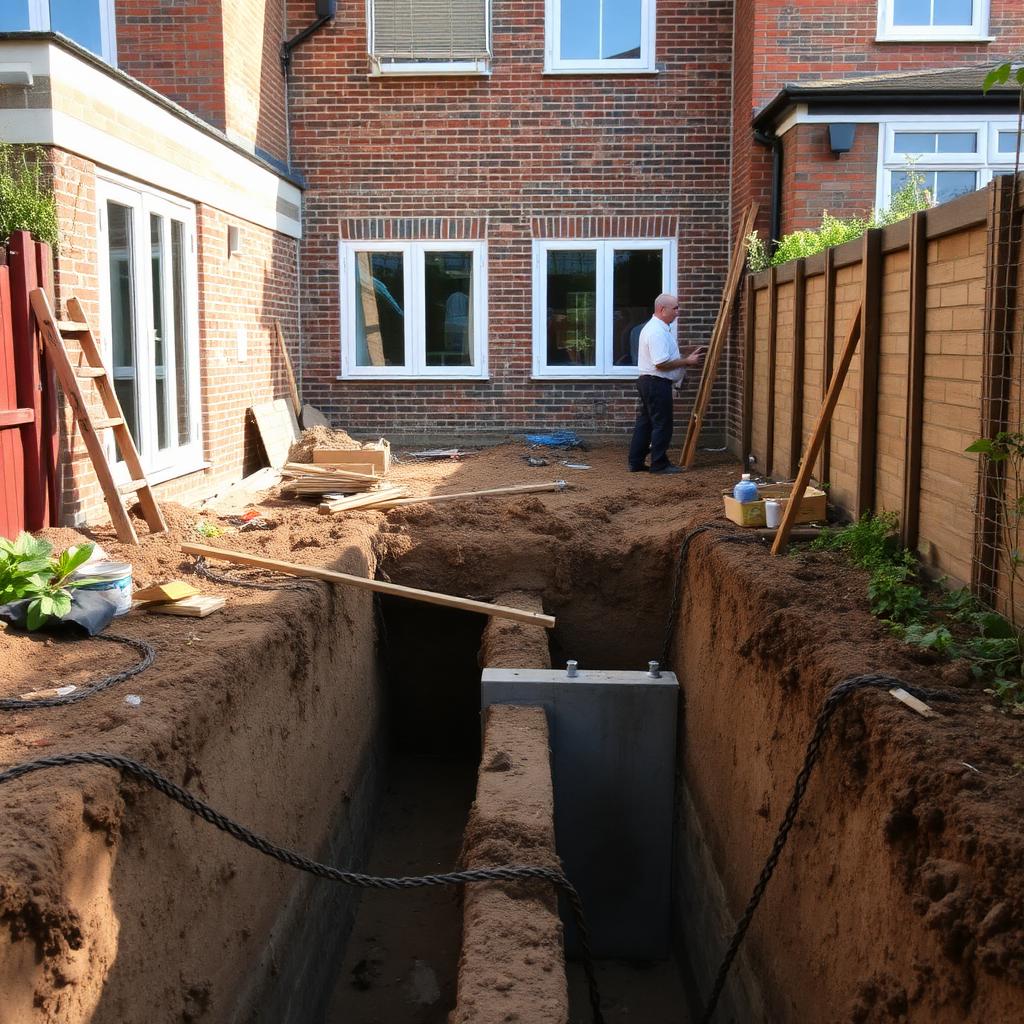Rear extension groundworks